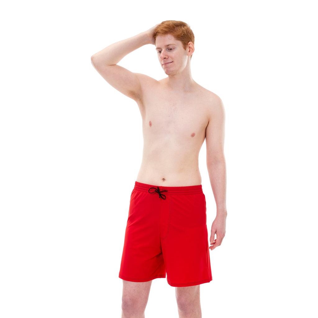 Kes-Vir Men's Eco Swim Shorts- Red - Front